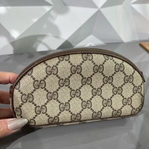 GUCCI GG Monogram coated canvas leather cosmetic toiletry bag pouch 1980's